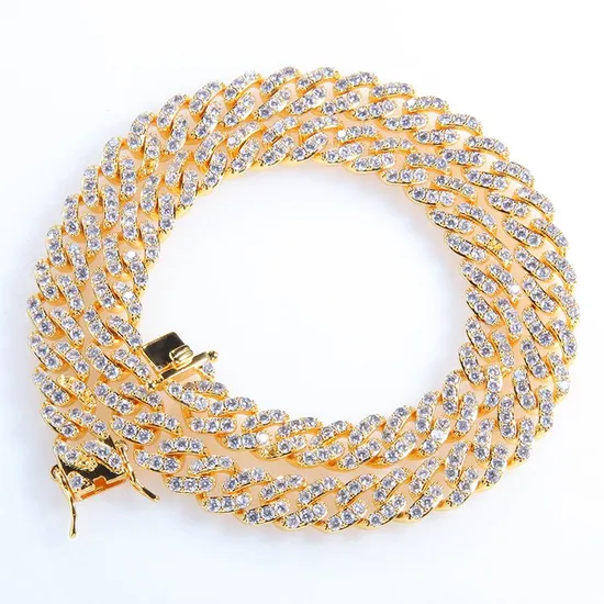 18K Gold Plated Necklace with Diamonds Zircon Iced out Cross Pendant Chain Necklace for Women/Men/Unisex