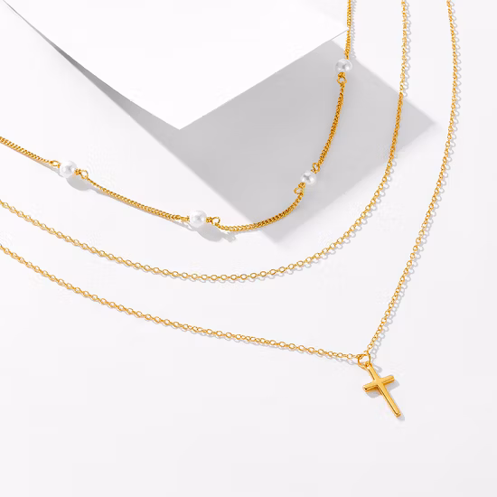 925 Sterling Silver Cross Pendants Multi-layers CZ Christian Cross Pendants Necklaces